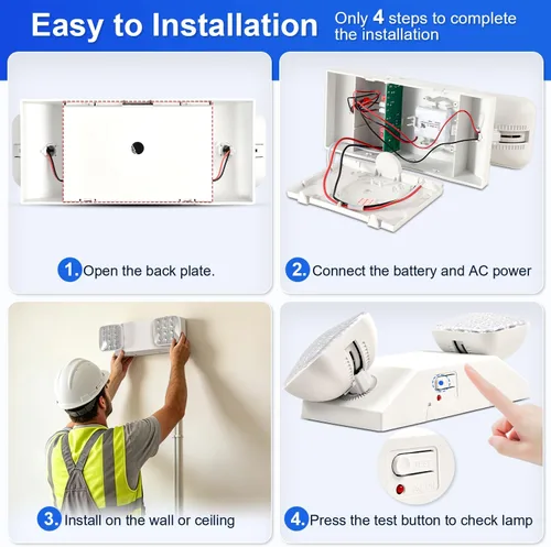 Vista 6 de Luces de emergencia LED con batería de respaldo, CA 120/277V, UL 924