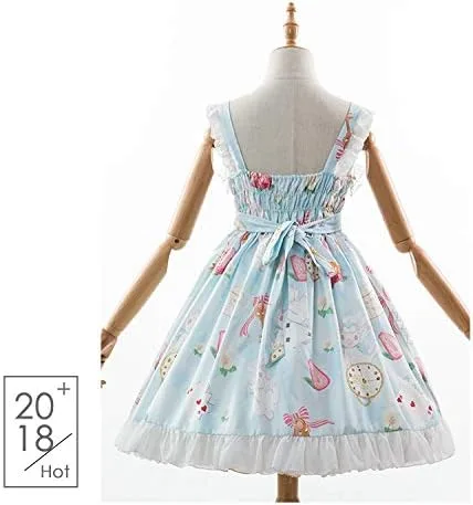Vista 2 de Dulce Lolita Vestido De Conejo Impreso Sin Mangas De Gasa De Encaje JSK Vestido De Princesa
