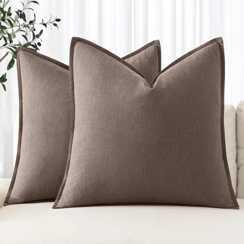 Vista 48 de MIULEE - Juego de 2 fundas de almohada decorativas de lino, estilo bohemio, rústico, neutral, para sofá, cama, 16 x 16 pulgadas, color marrón