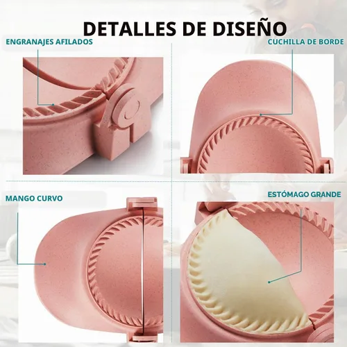Vista 6 de Prensa para Empanadas, Juego de Moldes para Hacer Dumplings con Cortador de Masa, Juego de Moldes para Dumplings (L/4"+M/3")