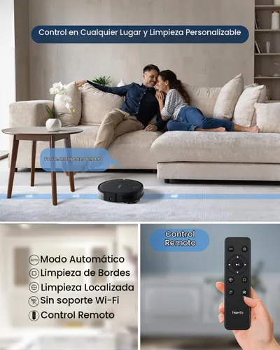 Vista 7 de Robot aspirador, súper delgado y potente robot de aspiración, aspiradora robótica de carga automática, limpia suelos duros para alfombras de pelo
