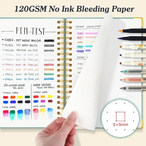 Vista 4 de Cuaderno de viñetas con espiral, diario de 300 páginas de cuero con contenido, cuadernos de 120 g/m² de papel grueso que no deja pasar la tinta