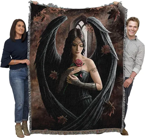 Vista 11 de Pure Country Weavers Anne Stokes Gothic Collection - Manta de ángel de la bendición – Tapiz de fantasía para regalo tejido de algodón – Fabricado