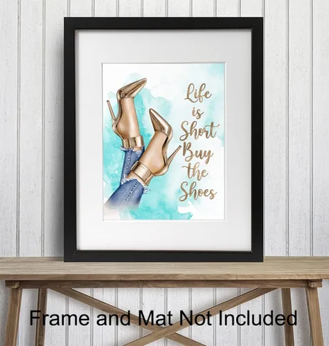 Vista 3 de Arte de pared de diseño de moda, decoración de pared glamorosa, regalo de lujo para mujeres, fanáticos de los zapatos de diseñador, fashionista