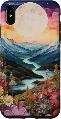 Vista 11 de Boho Chic Floral Moon Mountain Landscape Cute Pastel Design Case for iPhone 17