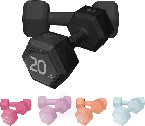 Vista 16 de Juego de pesas para mano de 5/10/15/20/25/36 libras, 5 opciones de colores, pesas libres de ejercicio y fitness, para mujeres y hombres