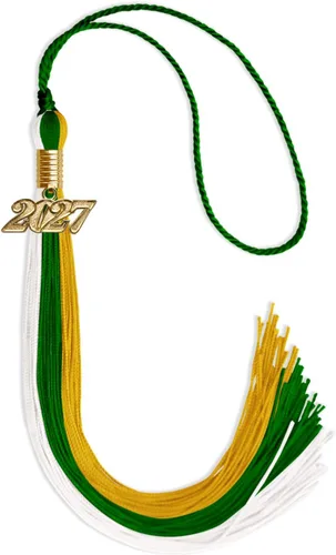 Vista 94 de Endea - Borla de graduación de triple color con gota de fecha dorada (negro/dorado/granate, 2020)