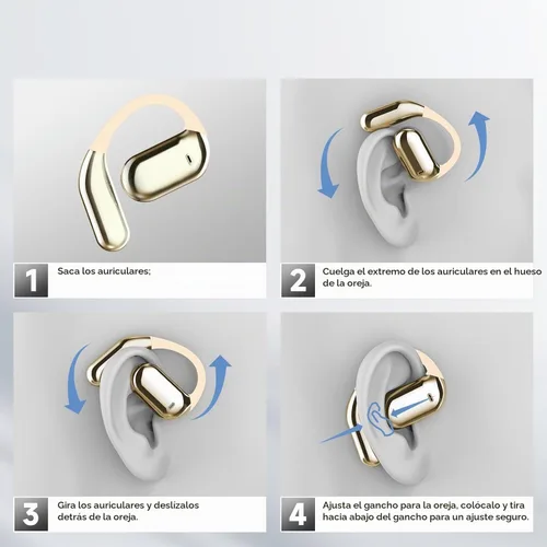 Vista 6 de Auriculares Bluetooth 5.4 de Oreja Abierta, Auriculares Inalámbricos Deportivos Sobre la Oreja con Micrófono Integrado con Ganchos para las Orejas