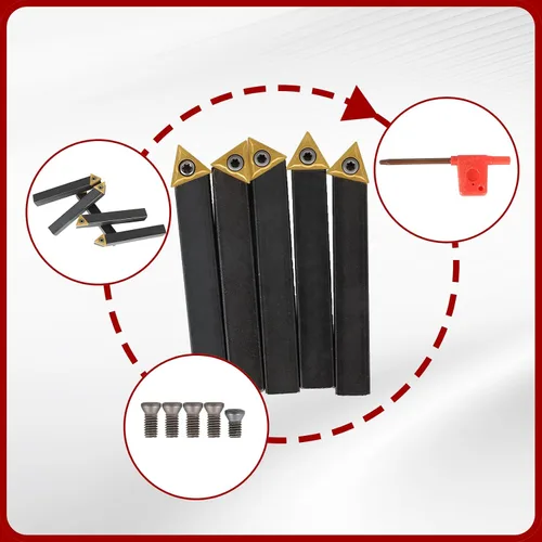 Vista 7 de findmall 5 unids 1/2 pulgada torno de carburo indexable Torno de torneado de herramientas de torno de metal herramientas inserta bits con insertos