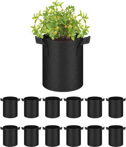 Vista 14 de HealSmart Paquete de 6 bolsas de cultivo no tejidas de 1 galón, macetas de tela de aireación con asas, adecuadas para frutas de jardín, verduras