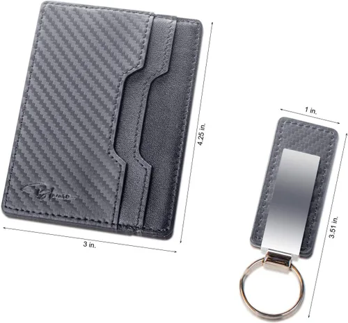 Vista 6 de BLACARO - Billetera delgada Picara con clip de dinero con bloqueo RFID Billetera de crédito - Cartera de viaje - Mini cartera minimalista
