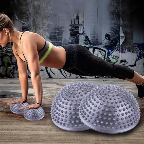 Vista 7 de VGEBY Bola de masaje semicírculo, masaje de pies, media bola, equilibrio, kit de puntas para tejido profundo (color plateado)