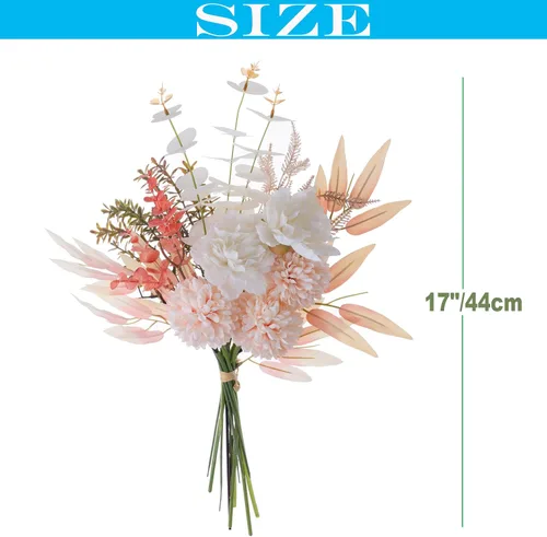 Vista 2 de 2 ramos de flores artificiales de estilo bohemio, 17 pulgadas, ramos de flores de otoño para novia, dama de honor, centro de mesa rústico