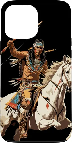 Vista 24 de Funda para iPhone 16 nativo americano jefe indio caballero guerrero Cherokee
