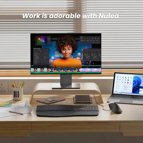 Vista 7 de Nulea M504 Ratón Vertical con Cable, Ratón Óptico Ergonómico USB con 4 DPI Ajustables, 11 Modos de Retroiluminación RGB, Compatible para Laptop, PC