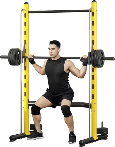 Vista 10 de Soozier Squat Rack with Pull-Up Bar, Adjustable Power Rack with Barbell Bar, Multi-Functional Steel Bench Press Rack for Home Gym Strength Training