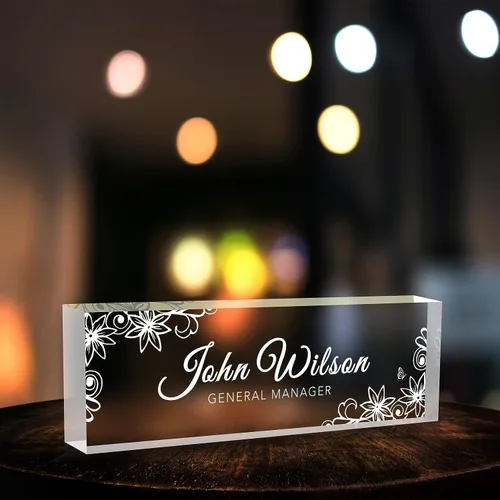 Vista 10 de Placa de identificación para escritorio, placa de nombre de escritorio personalizada, accesorios de escritorio de oficina acrílicos, regalos A