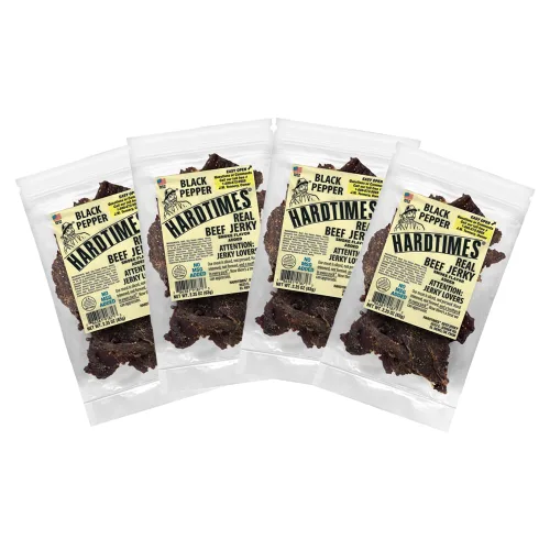 Vista 9 de Hardtimes Carne Seca Artesanal de Vaca - Sabor a Pimienta Negra - Paquete de 3 bolsas de 2.25 oz