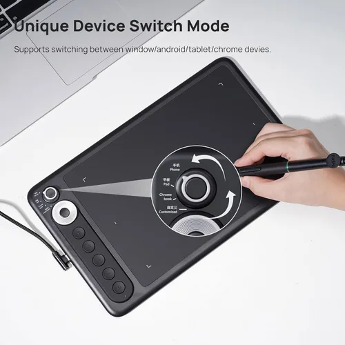 Vista 5 de Parblo Intangbo X7 Tableta de Dibujo 7.2x4.5 pulgadas Tabletas Gráficas, Tableta de Dibujo Digital con Interruptor de Modo, 6 Teclas Personalizadas