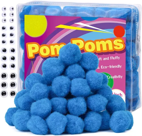 Vista 10 de Veroave Pompones negros, 150 pompones de 1 pulgada para manualidades, bolas de soplo, manualidades y manualidades para decoración de manualidades