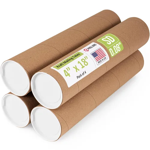 Vista 27 de Tubo de cartón reforzado de 2 x 18 pulgadas, paquete de 4 tubos con 8 tapas, seguro aprobado por USPS, ideal para envío y almacenamiento