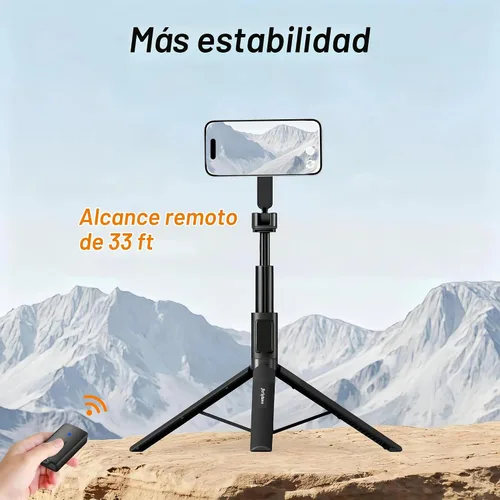 Vista 5 de Trípode magnético para selfie, soporte magnético extensible de aluminio de 67 pulgadas para MagSafe, giratorio de 360° y inclinación de 330°