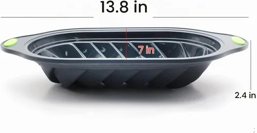 Vista 5 de Anillo de acero de grado alimenticio Bandeja de pastel de silicona para tostadas, moldes para hornear pan, molde rectangular para tartas, rosca