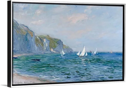 Vista 12 de CANVAS ON DEMAND Lienzo decorativo para pared, diseño de acantilados y veleros en Pourville por Claude Monet, impresionismo, costero, tradicional