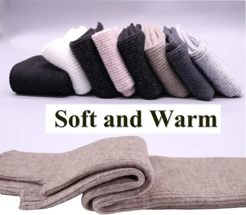 Vista 5 de Facecozy Calentadores de brazos para mujer, mezcla de lana de cachemira, guantes largos sin dedos para mujer, guantes para clima frío con agujero