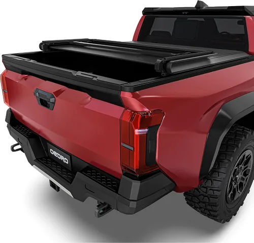 Vista 10 de oEdRo - Cubierta suave de tres pliegues para plataforma de camioneta, compatible con Toyota Tacoma 2005-2015 con plataforma Fleetside de 5 pies