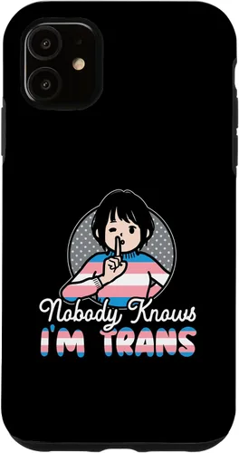 Vista 5 de iPhone 15 Nobody Knows I'm Trans Rainbow Pride LGBTQ Transgender Case