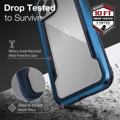 Vista 3 de Raptic Funda protectora compatible con iPhone 12 y iPhone 12 Pro, protección contra golpes, marco de aluminio duradero, probado en caídas de 10 Azul