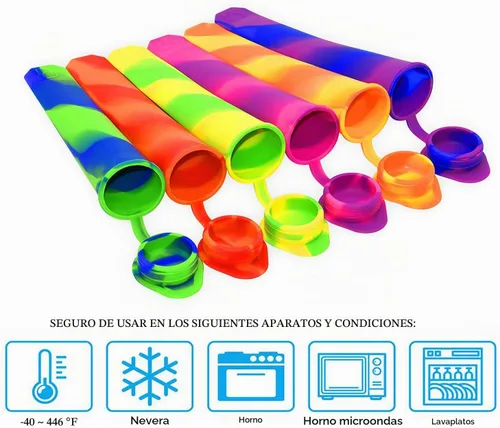 Vista 6 de Moldes de paletas caseras, paquete de 6 moldes para paletas de hielo sin Color mixto