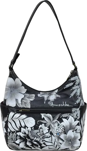Vista 2 de Anuschka Bolso de mano de cuero genuino para mujer Hobo clásico con bolsillo lateral