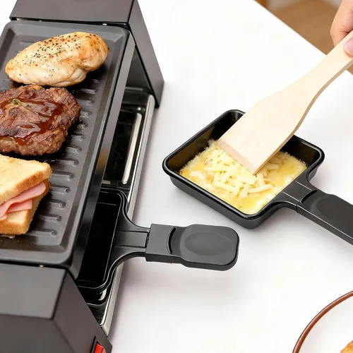 Vista 6 de Espátula de raclette de madera (4 piezas/juego) para parrillas de queso, tablas gourmet, sartenes, fondue