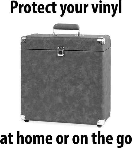Vista 4 de Victrola Collector – Estuche de almacenamiento para discos – Contiene más de 30 discos de vinilo, herrajes resistentes, bisagras y esquinas