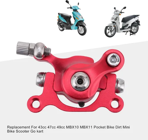 Vista 6 de GOOFIT Pinza de freno delantera y trasera roja para MBX10 MBX11 Pocket Moto Pinza de freno de disco trasera Mini Bike 47cc 49cc Pocket Bike Goped