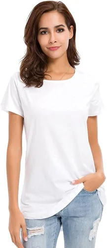 Vista 2 de LUSMAY Camiseta casual de manga corta con abertura lateral para mujer