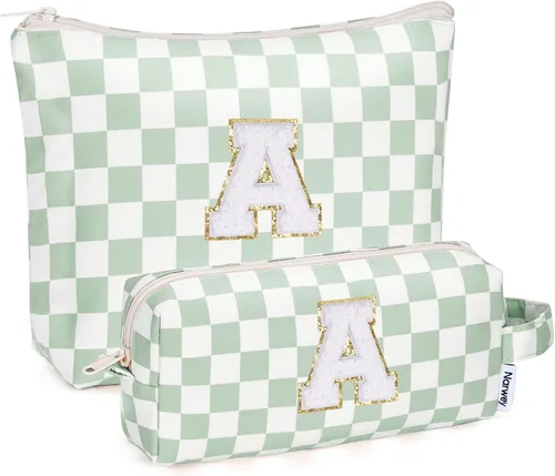 Vista 47 de Narwey Bolsa de maquillaje con inicial, regalos de graduación para adolescentes, niñas, niños y adolescentes, monograma personalizado, bonita bolsa