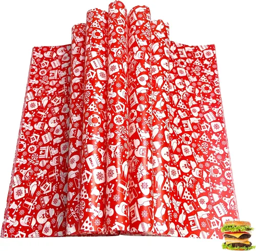 Vista 20 de 150 hojas de papel encerado navideño para alimentos, papel de delicatessen para envolver sándwiches, envolturas para dulces y galletas, forros