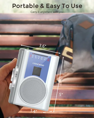 Vista 5 de Gracioso Pequeño reproductor de cinta de casete con AM FM alimentado por