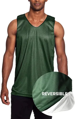 Vista 3 de Camiseta de baloncesto reversible para hombre de alta calidad que absorbe la humedad, Blanco