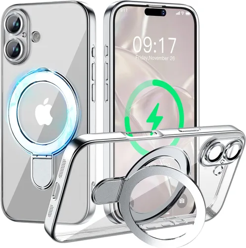 Vista 65 de Funda magnética para iPhone 14 Pro con soporte invisible [compatible con MagSafe] [protector completo de lente de cámara]