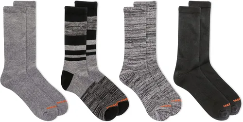 Vista 2 de Merrell Men's and Women's Cushioned Midweight Crew Socks-4 Pair Pack-Moisture Management and Anti-Odor