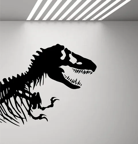 Vista 3 de Calcomanía de pared de dinosaurio, calcomanías de vinilo T-Rex, letrero de dinosaurio, tiranosaurio Rex, decoración de pared extraíble para Negro