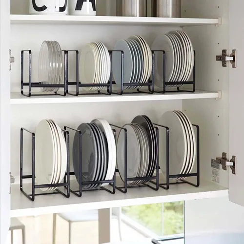 Vista 3 de 2PCS Organizador de Soportes para Platos, Estante de Exhibición y Almacenamiento de Platos de Metal para Secado para Gabinete, Mostrador y Armario