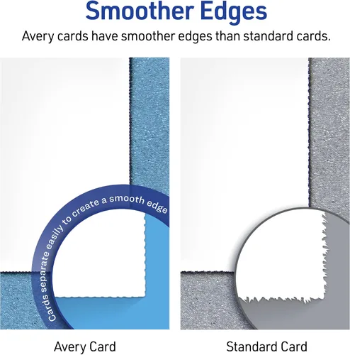 Vista 7 de Avery Printable Tent Cards with Sure Feed Technology, 2-1/2" x 8-1/2", Matte White with Embossed Border, 100 Blank Place Cards for Laser and Inkjet