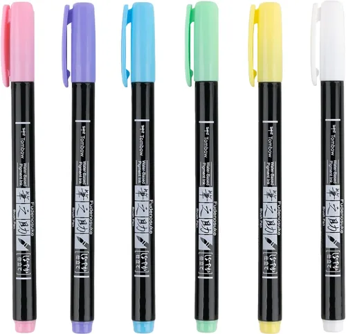 Vista 4 de Tombow 56448 Fudenosuke - Bolígrafos de pincel, color pastel, paquete de 6