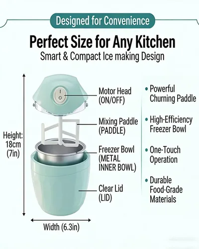 Vista 7 de Kitchen HQ - Máquina para hacer helados, máquina de helados personal de bricolaje, en solo 15 minutos, máquina de helados individual Kitchenhq