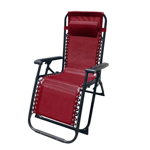 Vista 2 de Marbueno Tumbona Plegable Acero Con Cojin Jardin y Piscina 90X66X108 cm Gravedad Cero Burdeos 10010